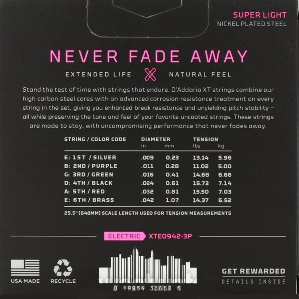 Juego de Cuerdas para Guitarra Eléctrica D´Addario XTE0942 - Image 2
