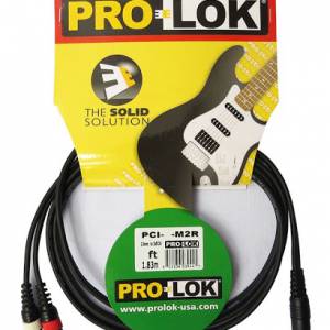 Cable de 3.5 St. a 2 Rca macho Prolok de 1.83 Mts.