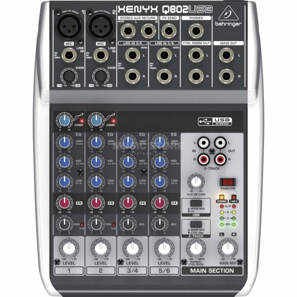 Mezcladora de 4 canales con USB Behringer XENYX Q802USB