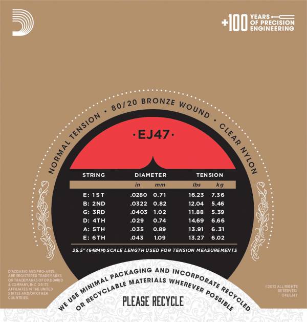 Juego de cuerdas de nailon tensión normal D´Addario Pro Arte EJ47 - Image 2