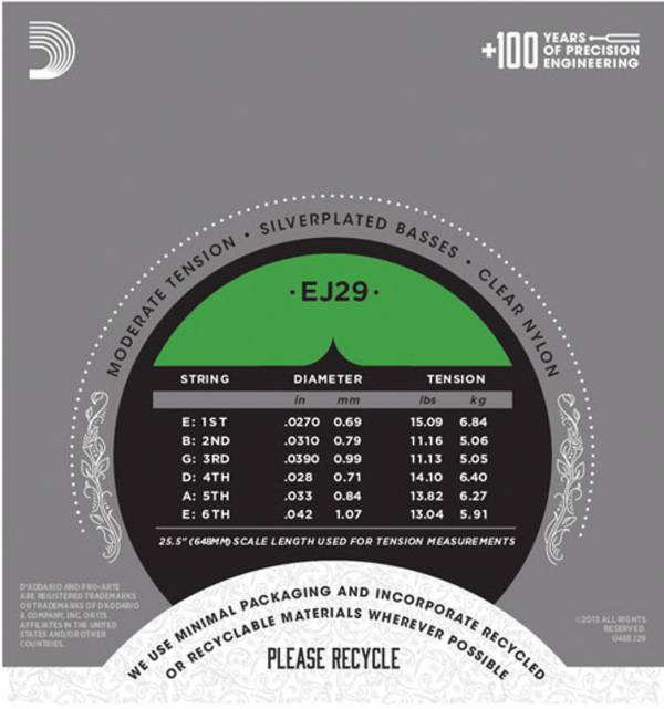 Juego de cuerdas de nailon tensión moderada D´Addario EJ29 - Image 2