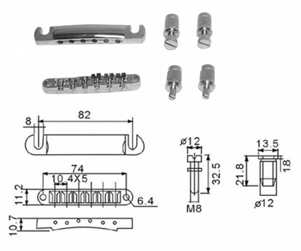 Puente Tune O Matic para Guitarra Dr Parts  EBR7CR - Image 2