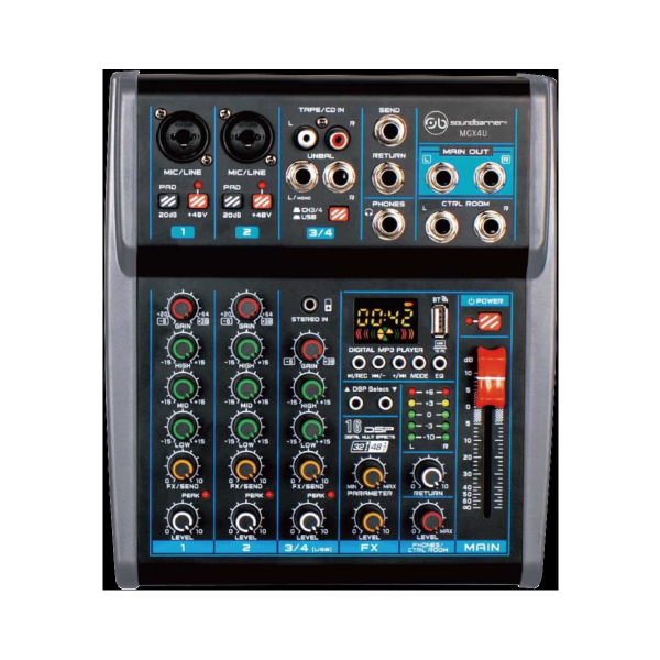 Mezcladora de 4 canales con Bluetooth Sound Barrier MGX4U
